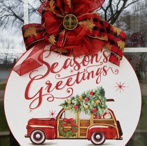 Christmas wreath-metal sign-Christmas